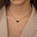 Marquise Black Stone Onyx Necklace 