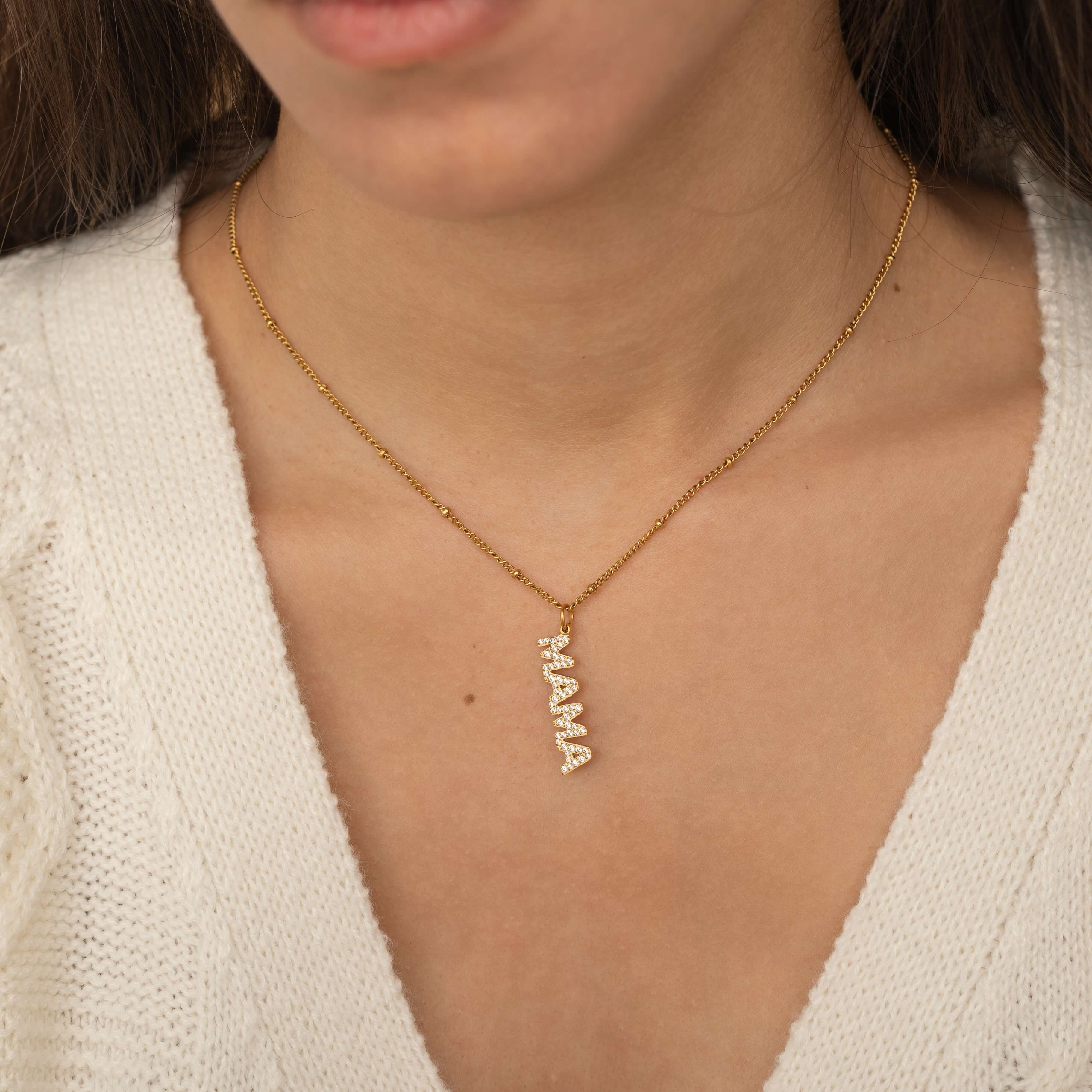 Satellite Chain with Diamond Mama Pendant