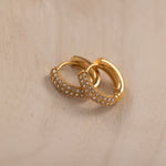 gold diamond pave crystal earrings