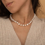 Gemstone Gold Pearl Bridal Necklace for Layering