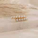 gold Pearl Threaders open hoop Earrings