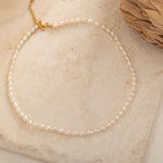 Gold Freshwater Rice Pearl Necklace for Everyday