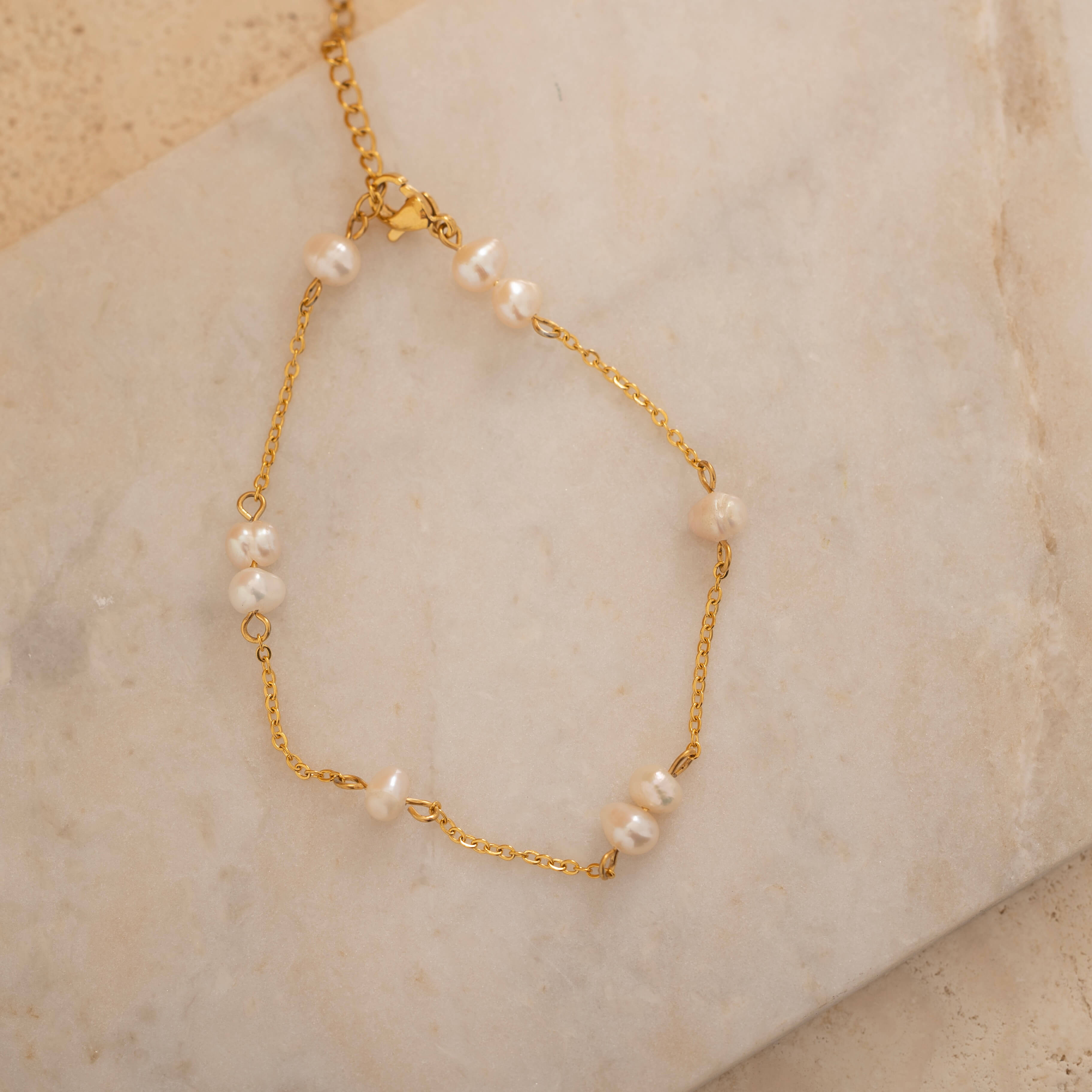 Tarnish Free and Waterproof Pearl Charm Bracelet for Everyday Wear