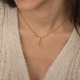 Dainty Gold Pearl Initial Necklace for Women. Waterproof and tarnish Free