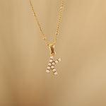 Dainty Gold Pearl Initial Necklace for Women. Waterproof and tarnish Free