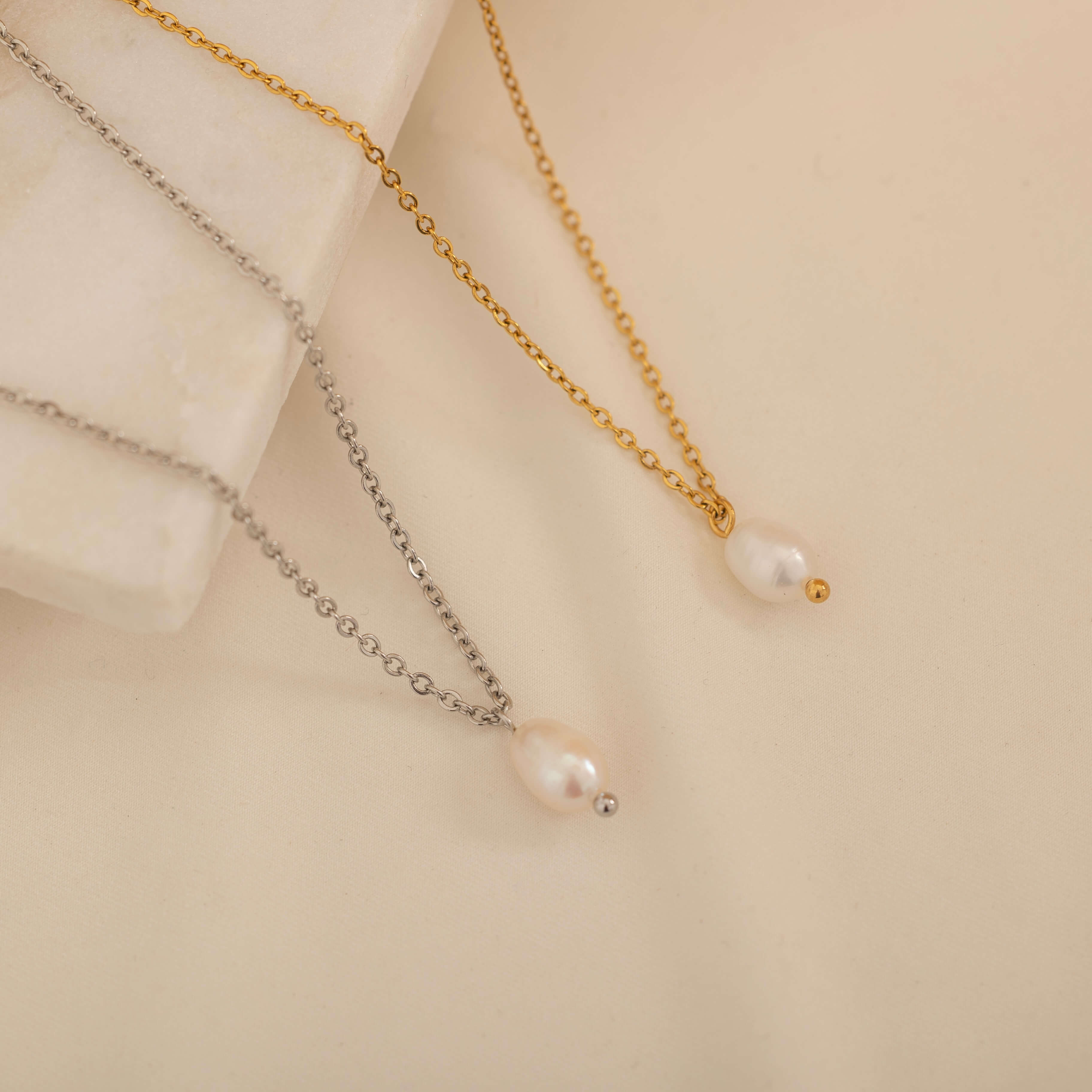 Dainty Freshwater Pearl Necklace that it is tarnish free and waterproof