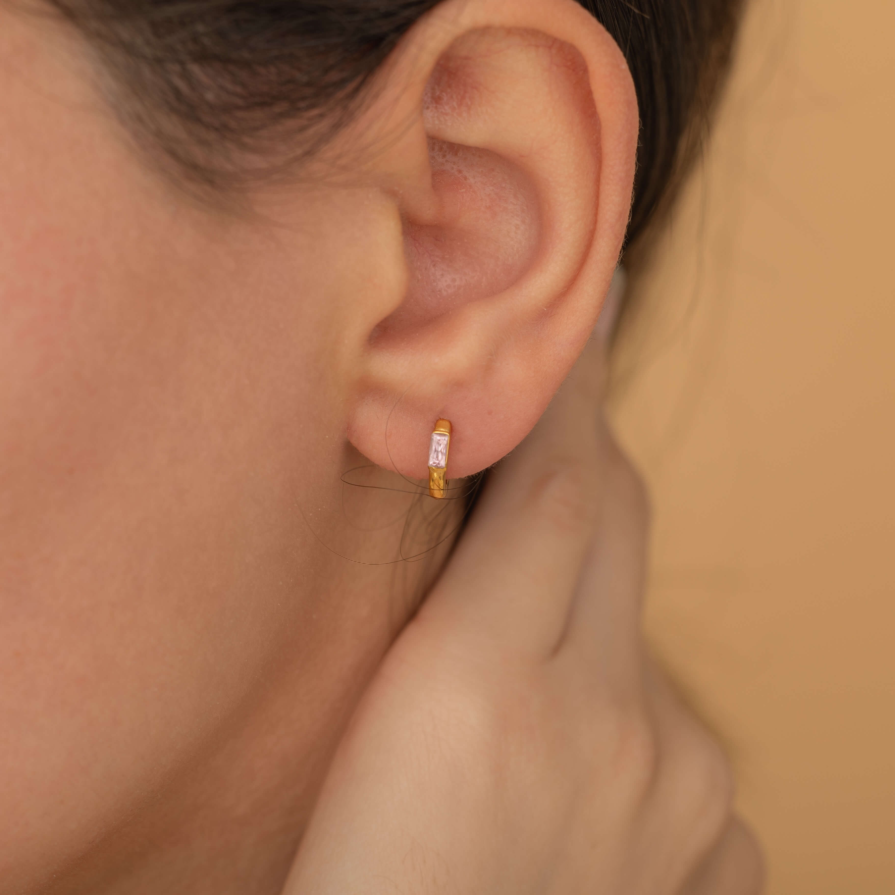 waterproof tarnish free pink gemstone earrings