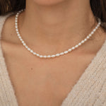 Gold Freshwater Rice Pearl Necklace for Everyday