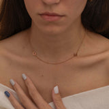 Rose Gold Custom side initial necklace with custom chain styles. It is waterproof and tarnish free. 