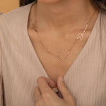 Rose Gold Multiple Four Name Necklace with Dainty Oval Chain style