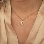 Rose Gold Custom Initial Name Charm Necklace. Waterproof Jewelry