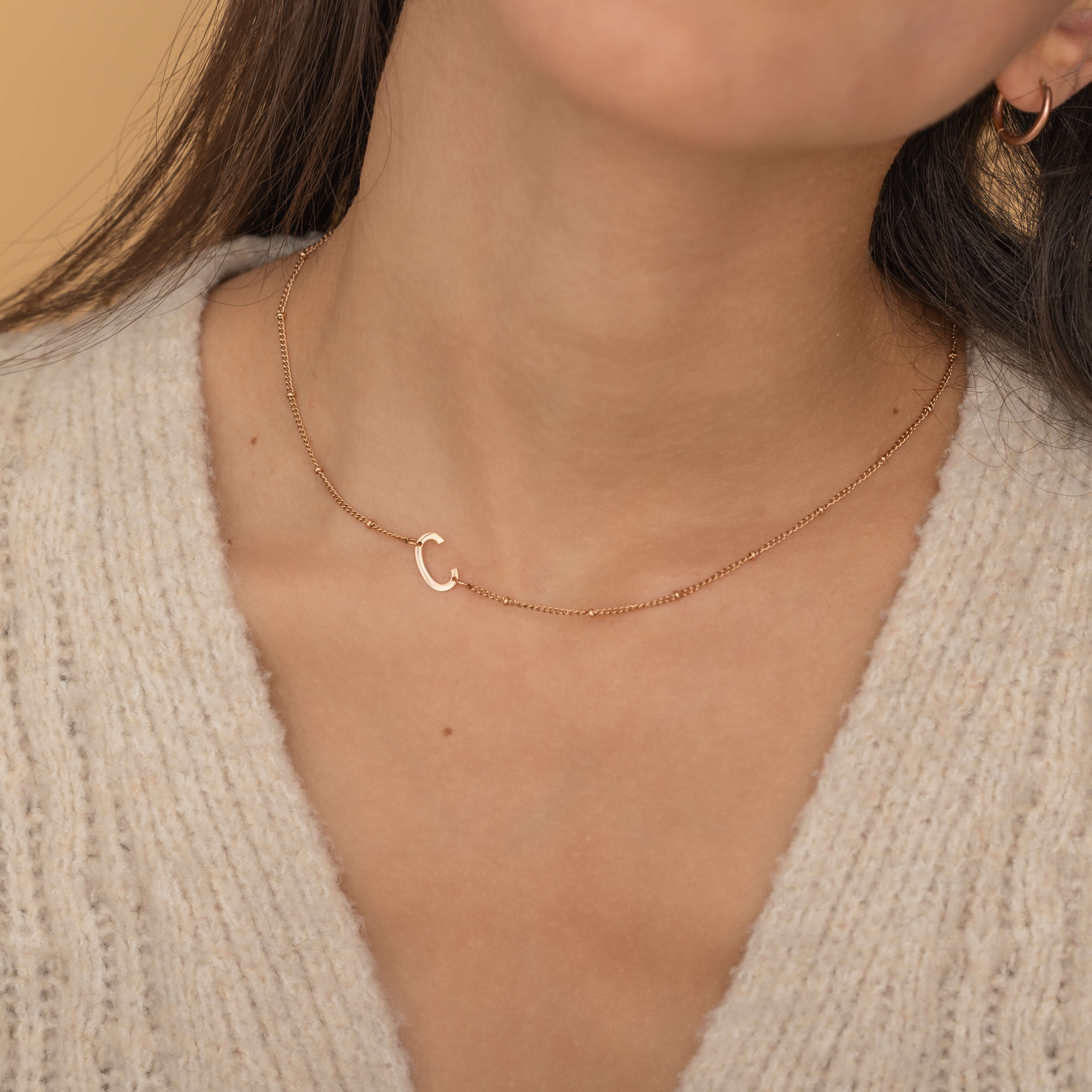 Rose Gold Personalized Initial Necklace. Tarnish Free Jewelry