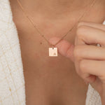 Rose Gold Engraved Letter Necklace with Satellite Chain style 