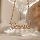 Rose Gold Personalized Name Script Necklace. Waterproof and Tarnish Free Jewelry