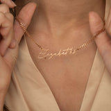 Rose Gold  Custom Name Necklace for Mom with curb chain style
