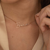 Rose Gold Custom Name Necklace with Satellite Chain Style