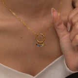 Customizable necklace with multiple colorful birthstone charms, personalized family jewelry