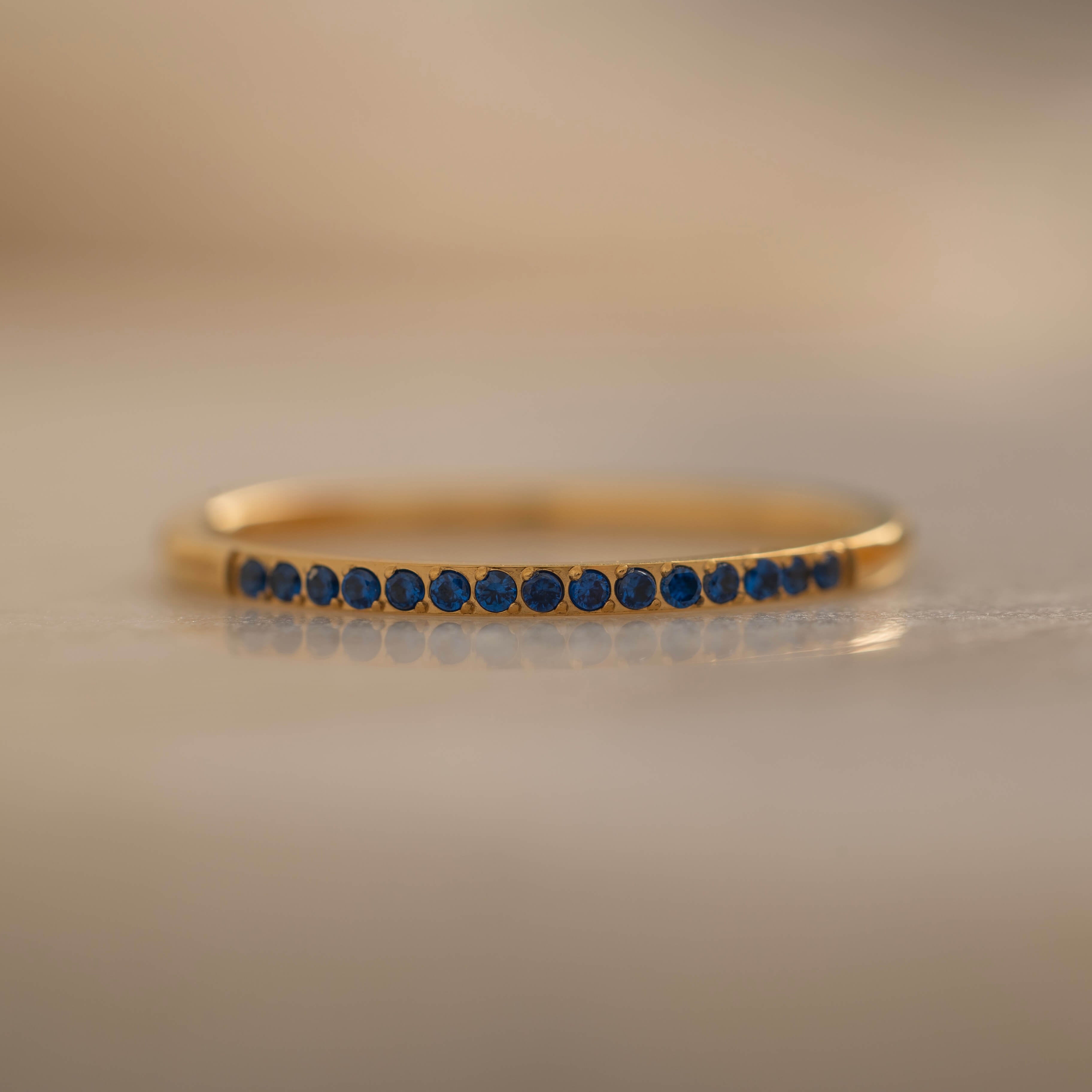 Sapphire gemstone eternity Ring for Everyday. Waterproof and Tarnish Free Jewelry