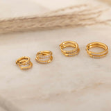 Gold Diamond Huggie Hoop Earrings for Everyday. Waterproof and Tarnish Free Earrings 