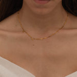 Gold Custom side initial necklace with custom chain styles. It is waterproof and tarnish free. 
