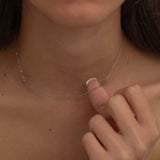 Silver Custom side initial necklace with custom chain styles. It is waterproof and tarnish free. 