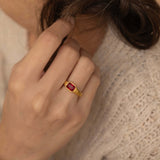 Red Birthstone Signet Ring