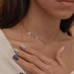 Silver Custom side initial necklace with custom chain styles. It is waterproof and tarnish free. 