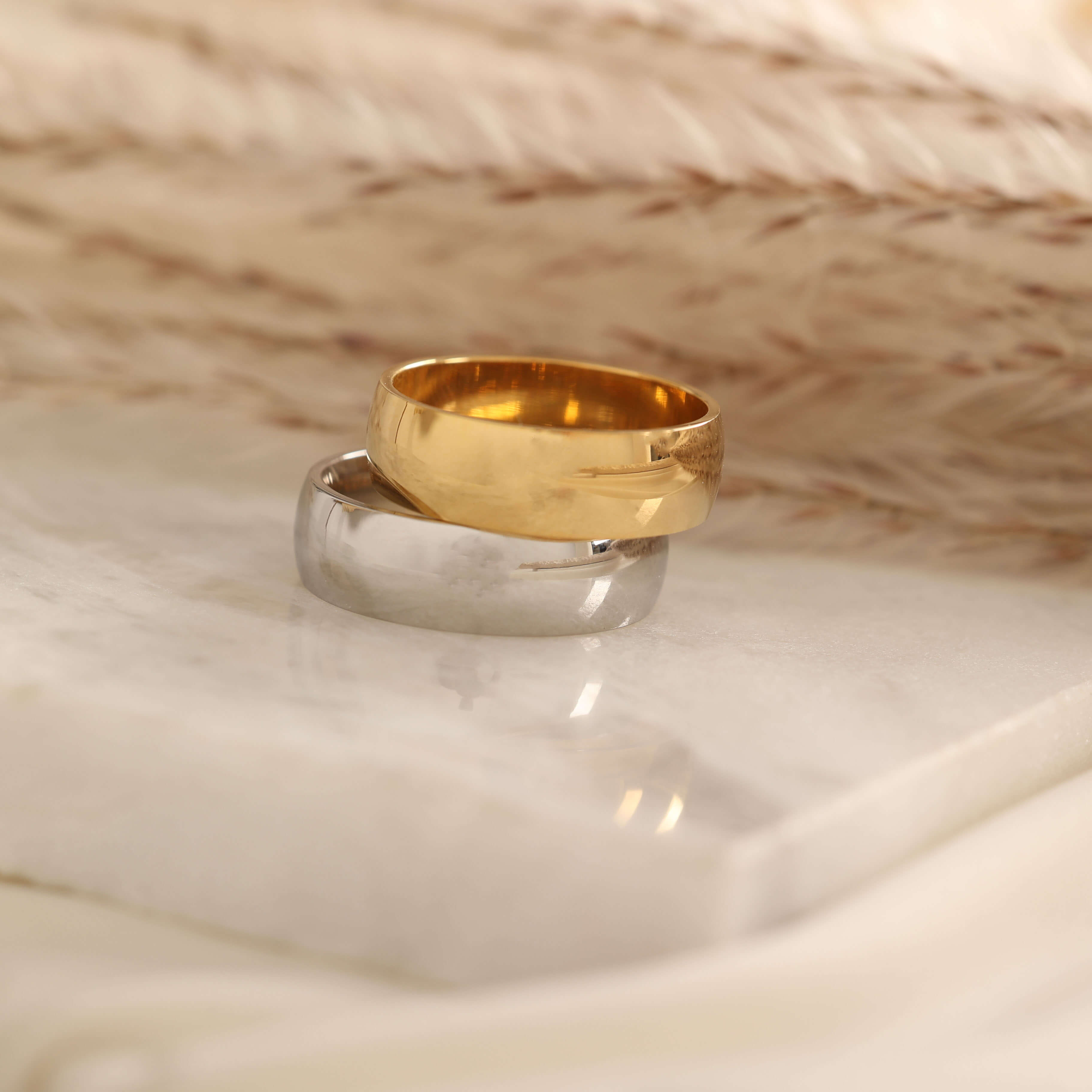 6mm gold and silver wedding band for everyday