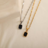 Silver and Gold Black Stone Onyx Necklace with a Twist Singapore Chain