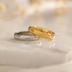 4mm Gold and Silver Wedding Band Ring for Everyday. Waterproof Ring and Tarnish Free Jewelry