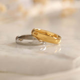 4mm Gold and Silver Wedding Band Ring for Everyday. Waterproof Ring and Tarnish Free Jewelry