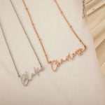 Silver and Rose Gold Custom Name Necklace. Personalized Jewelry for Mom