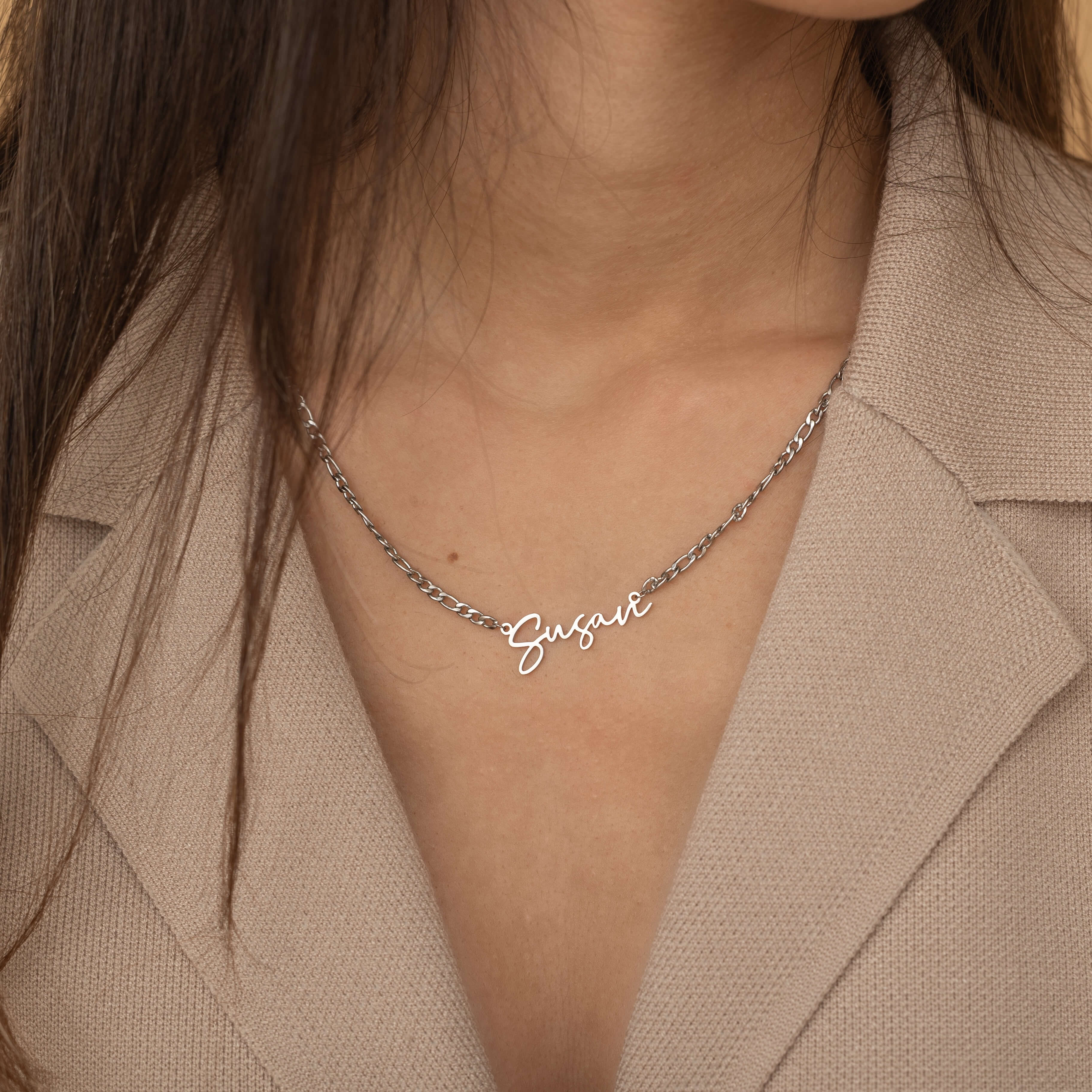 Silver Custom Name Necklace. Personalized Jewelry for Mom