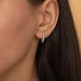 everyday silver tarnish free diamond hoop earrings