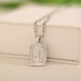 silver letter necklace with figaro chain necklace