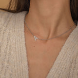 Silver Custom Initial Sideways Necklace with Satellite Chain