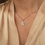 Silver Custom Initial Charm Necklace. Waterproof Jewelry