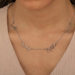 Silver Multiple Name Necklace with a Dainty Oval Chain