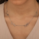 Silver Multiple Name Necklace with a Dainty Oval Chain