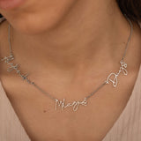 Silver Three Name Necklace with satellite Chain Style Perfect for mom