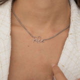 Dainty Silver Custom Name Necklace with Round Box Chain