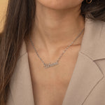 Silver Personalized Name Script Necklace. Waterproof and Tarnish Free Jewelry