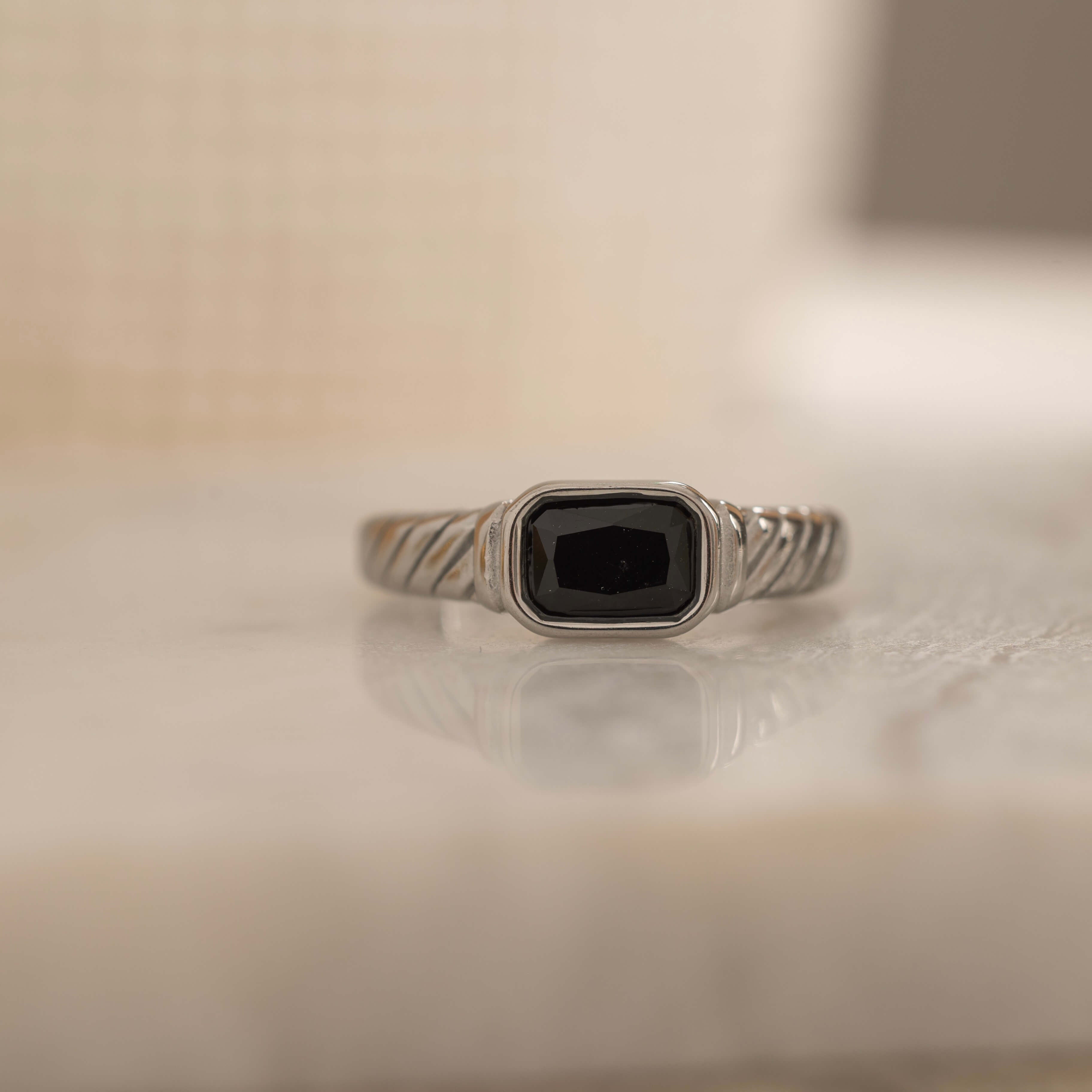 silver onyx signet ring waterproof and perfect for everyday wear