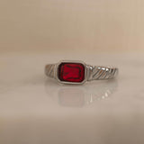 Red Birthstone Signet Ring