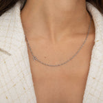 Tarnish Free Silver Custom Initial Sideways Necklace with Twist Singapore Chain