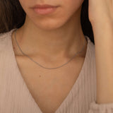 Silver thin snake herringbone necklace perfect for layering