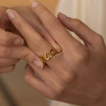 waterproof gold heart signet ring