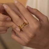 waterproof gold heart signet ring