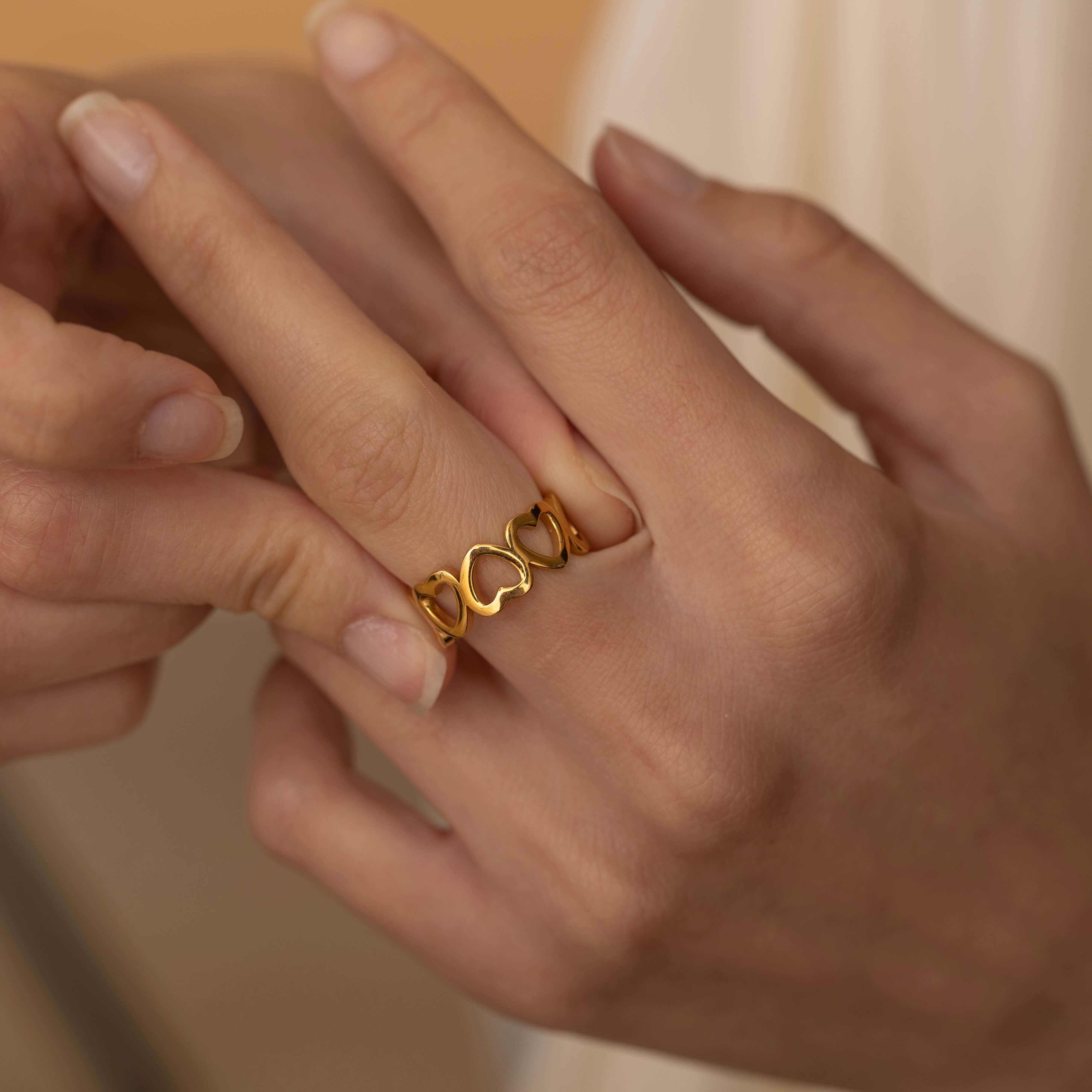 waterproof gold heart signet ring