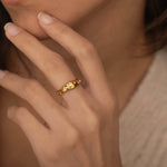 waterproof irregular shape bold dome band ring with diamond 